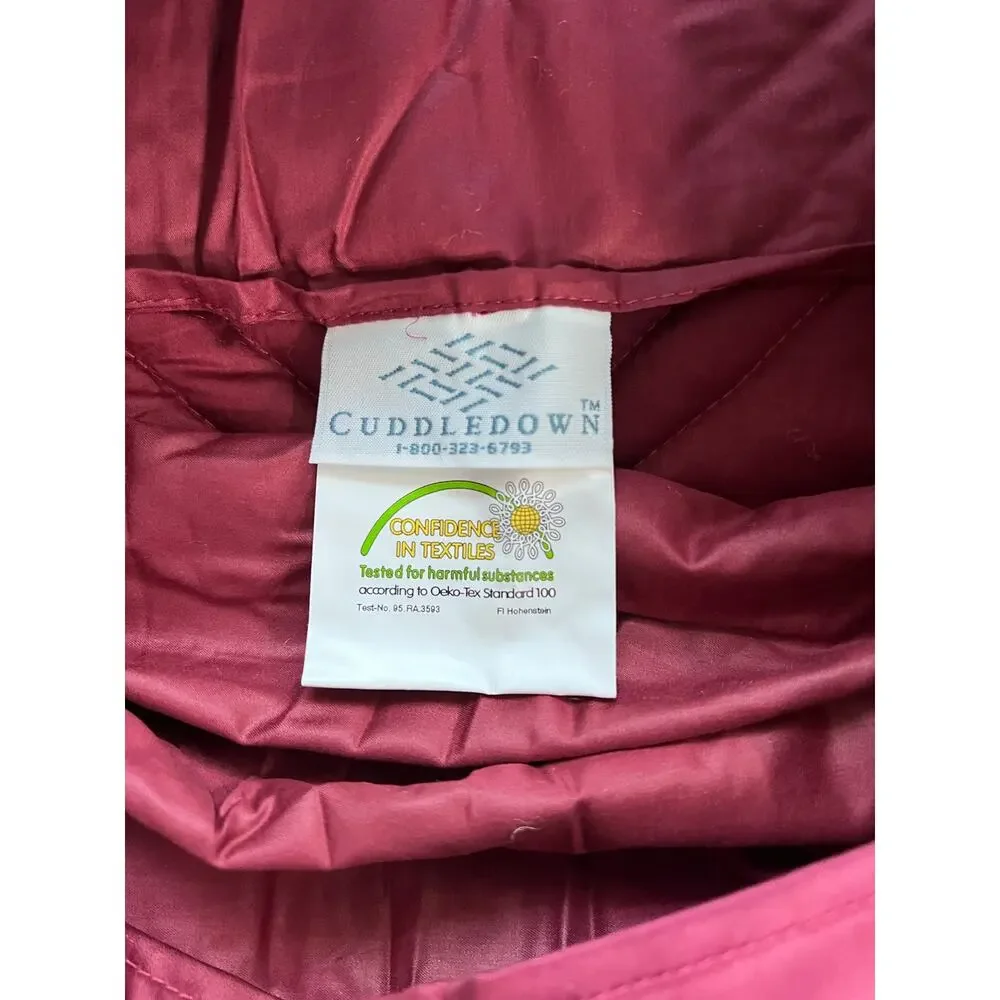 Cuddledown Set Of 2 King Size 100% Cotton Shell Quilted Shams Merlot Color NEW